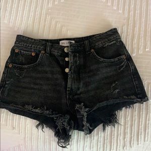 zara black denim shorts